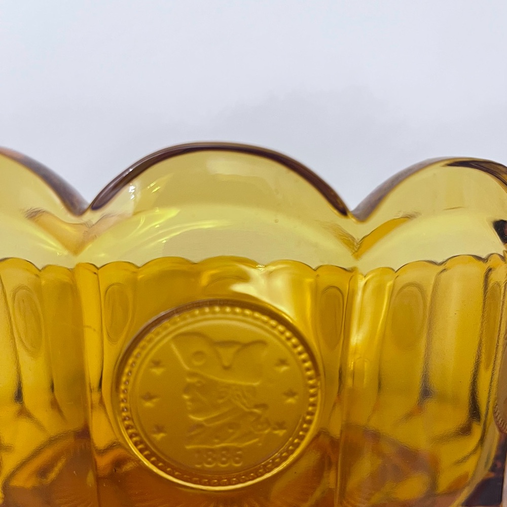 Fostoria amber glass dot coin bowl